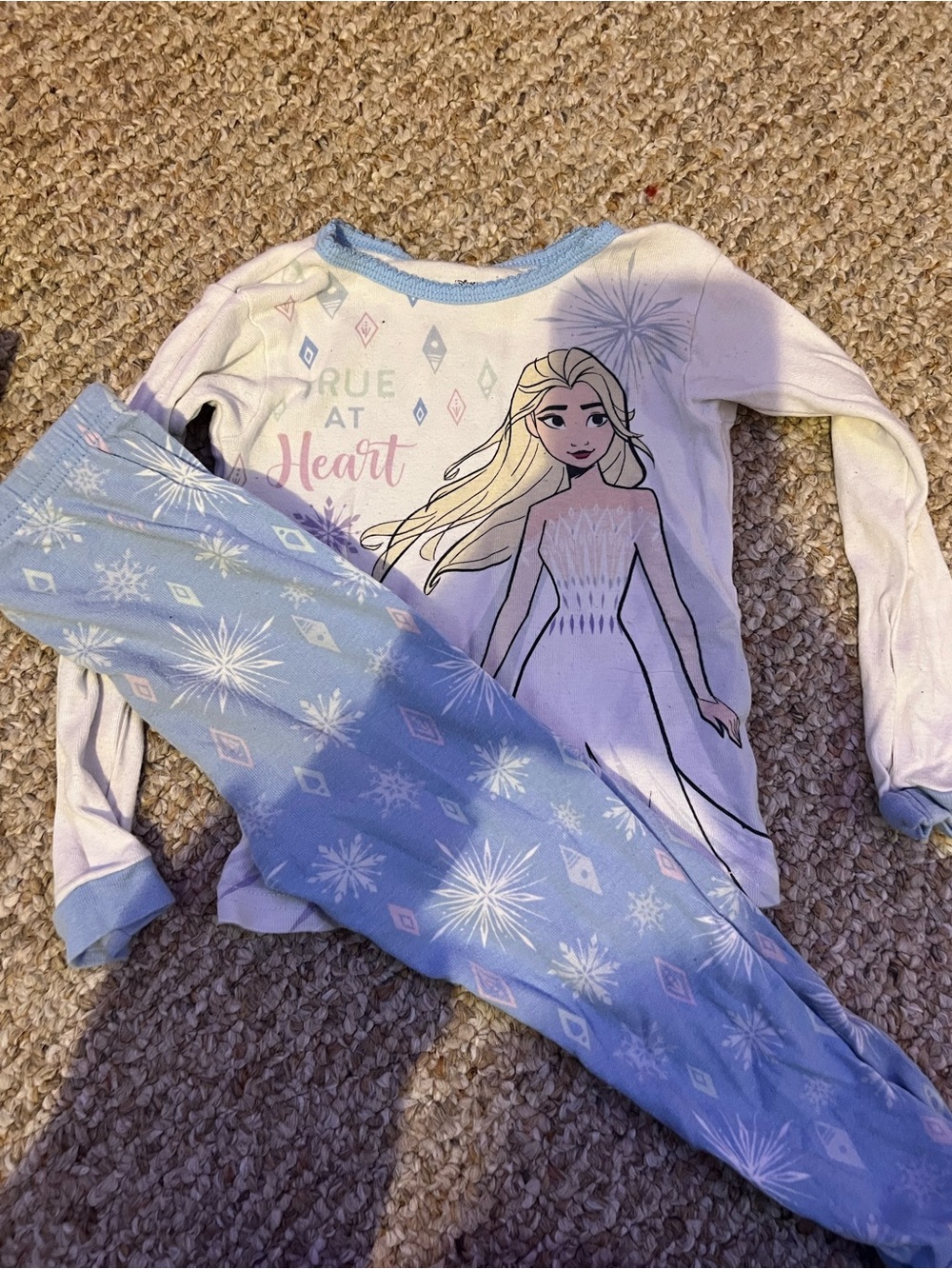 Disney Elsa White and Light Blue Girls Pajama Set